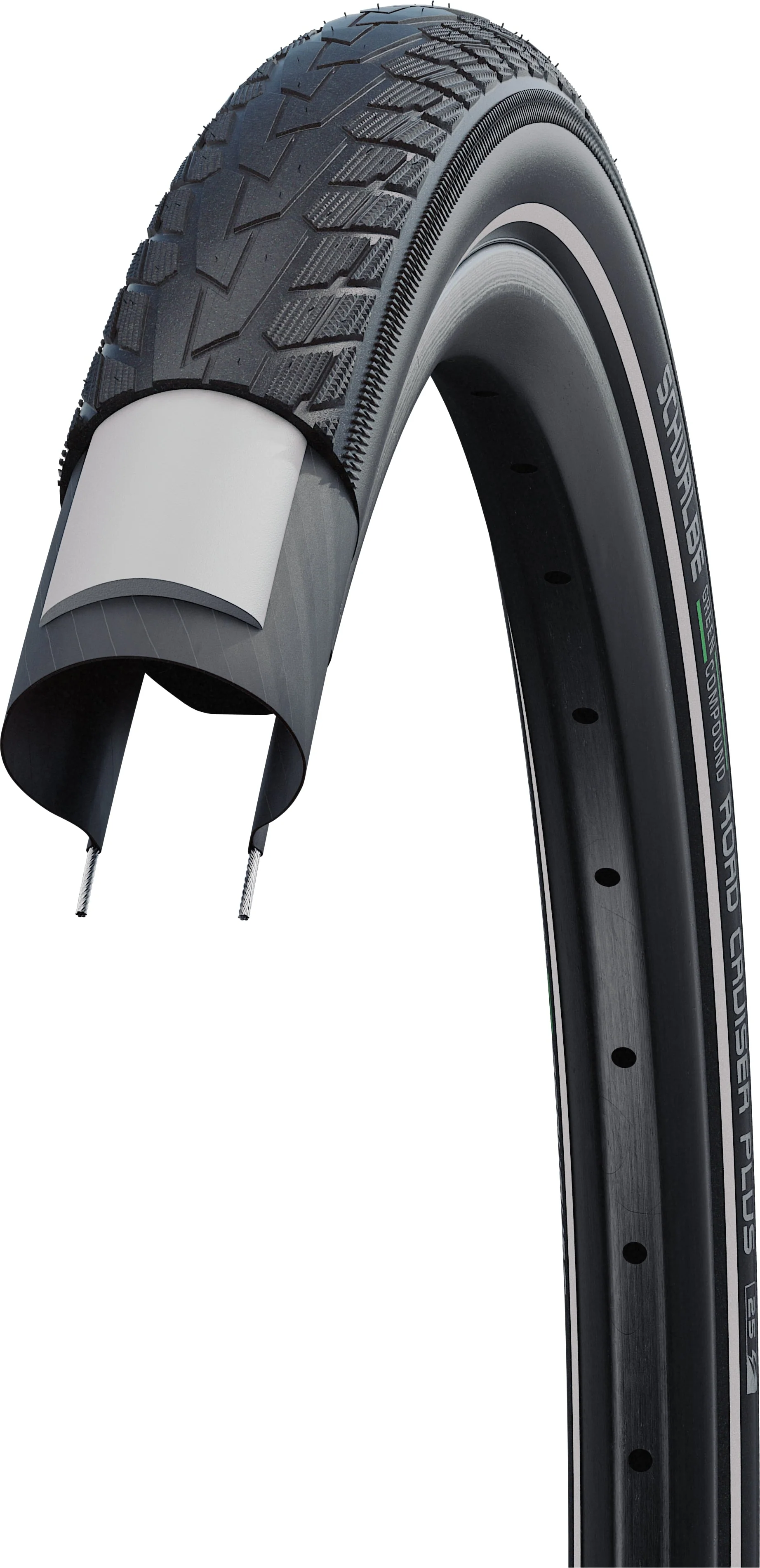Schwalbe Road Cruiser Plus Drahtreifen 28x1.60" Active TwinSkin PunctureGuard E-25 Green schwarz - Image 3